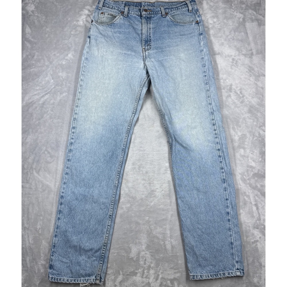 LEVI'S 505 Orange Tab Jeans Mens 36x34 Regular Fit Straight Leg Light Wash 90s